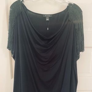 NWT ST JOHN Blouse with Fringe detail